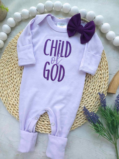 Baby Girl Romper | Child Of God Purple - Tiny Tots Boutique