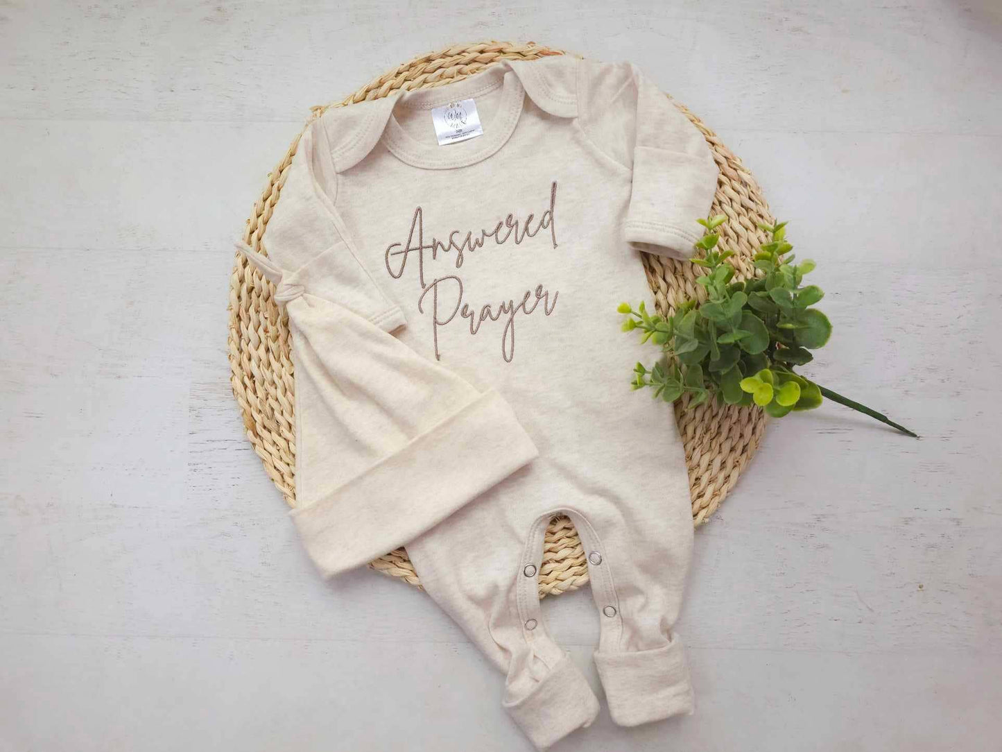 Baby Romper | Answered Prayers Oatmeal - Tiny Tots Boutique
