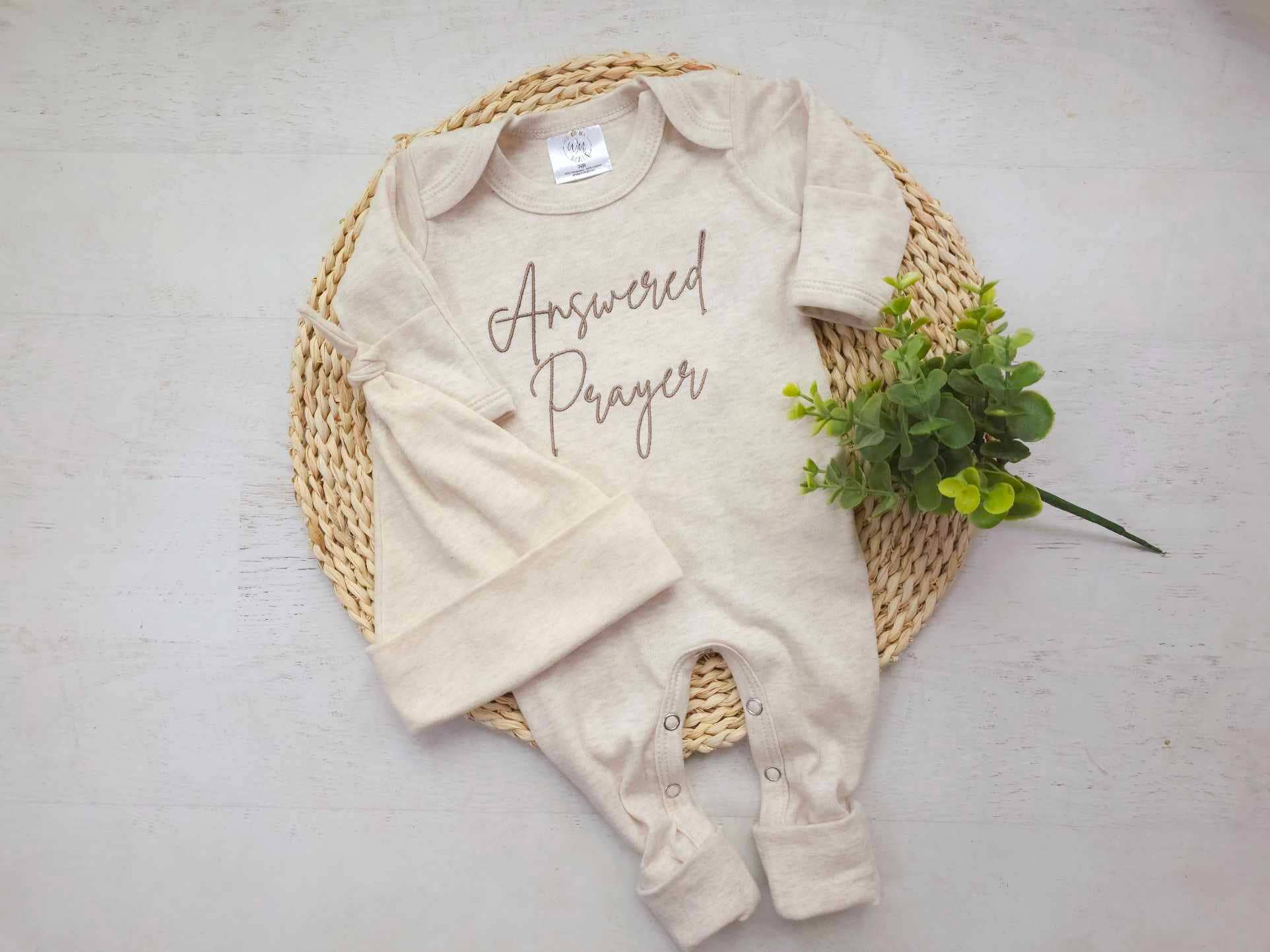 Baby Romper | Answered Prayers Oatmeal - Tiny Tots Boutique