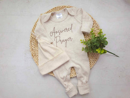 Baby Romper | Answered Prayers Oatmeal - Tiny Tots Boutique