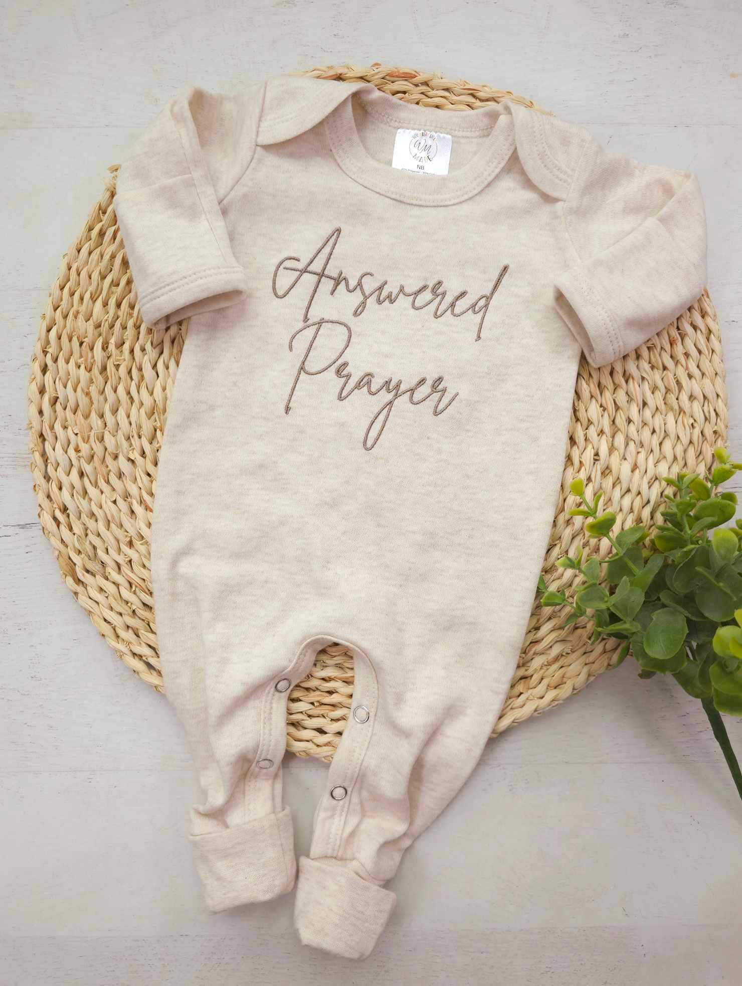 Baby Romper | Answered Prayers Oatmeal - Tiny Tots Boutique