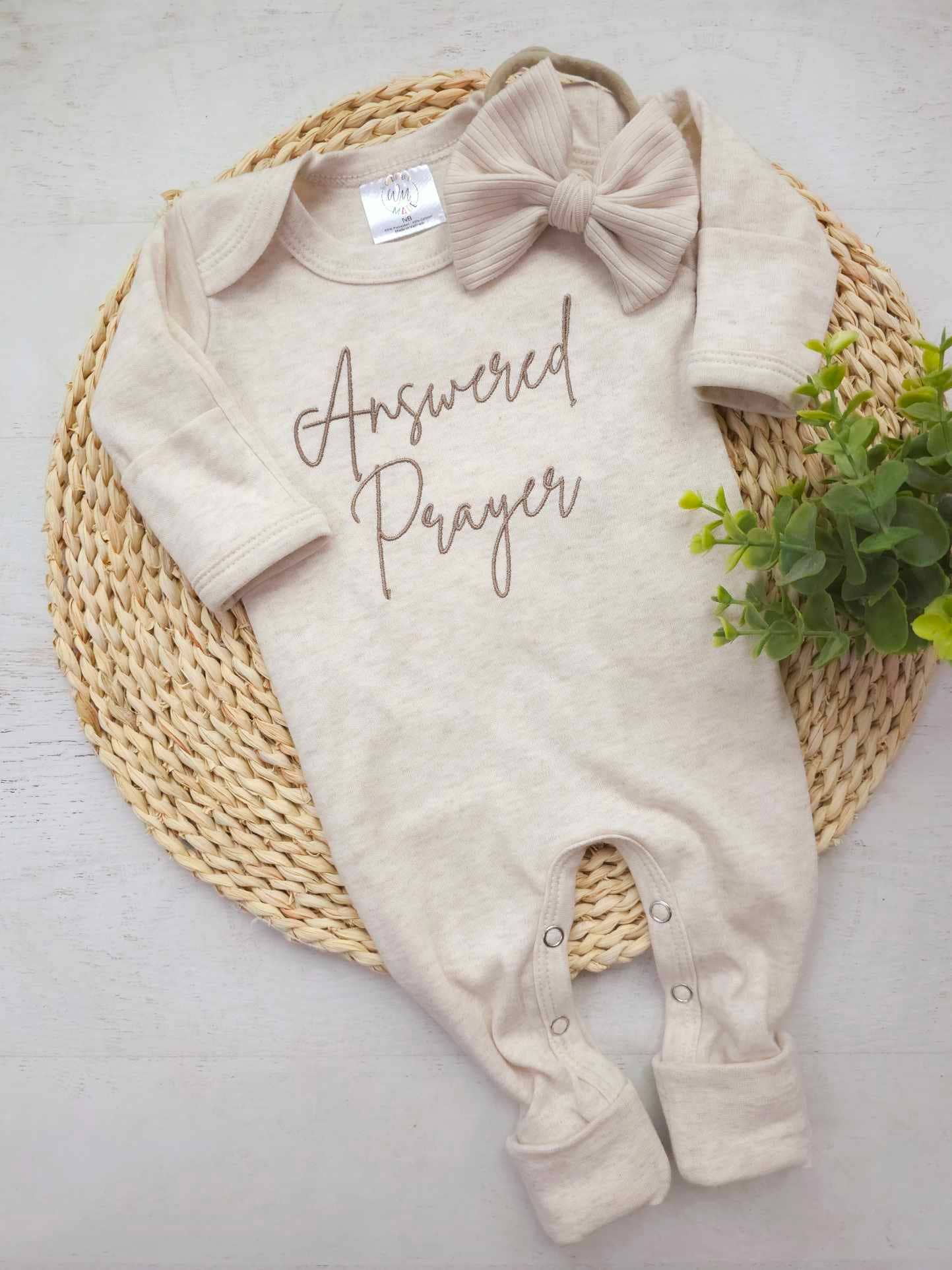 Baby Romper | Answered Prayers Oatmeal - Tiny Tots Boutique