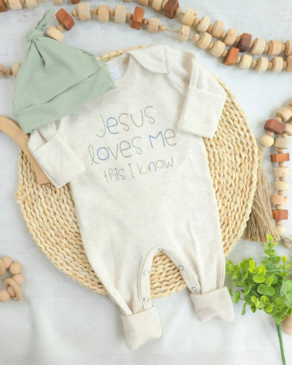 Baby Romper | Baby Boy Outfit - Jesus Loves Me - Tiny Tots Boutique