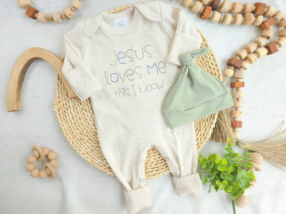 Baby Romper | Baby Boy Outfit - Jesus Loves Me - Tiny Tots Boutique
