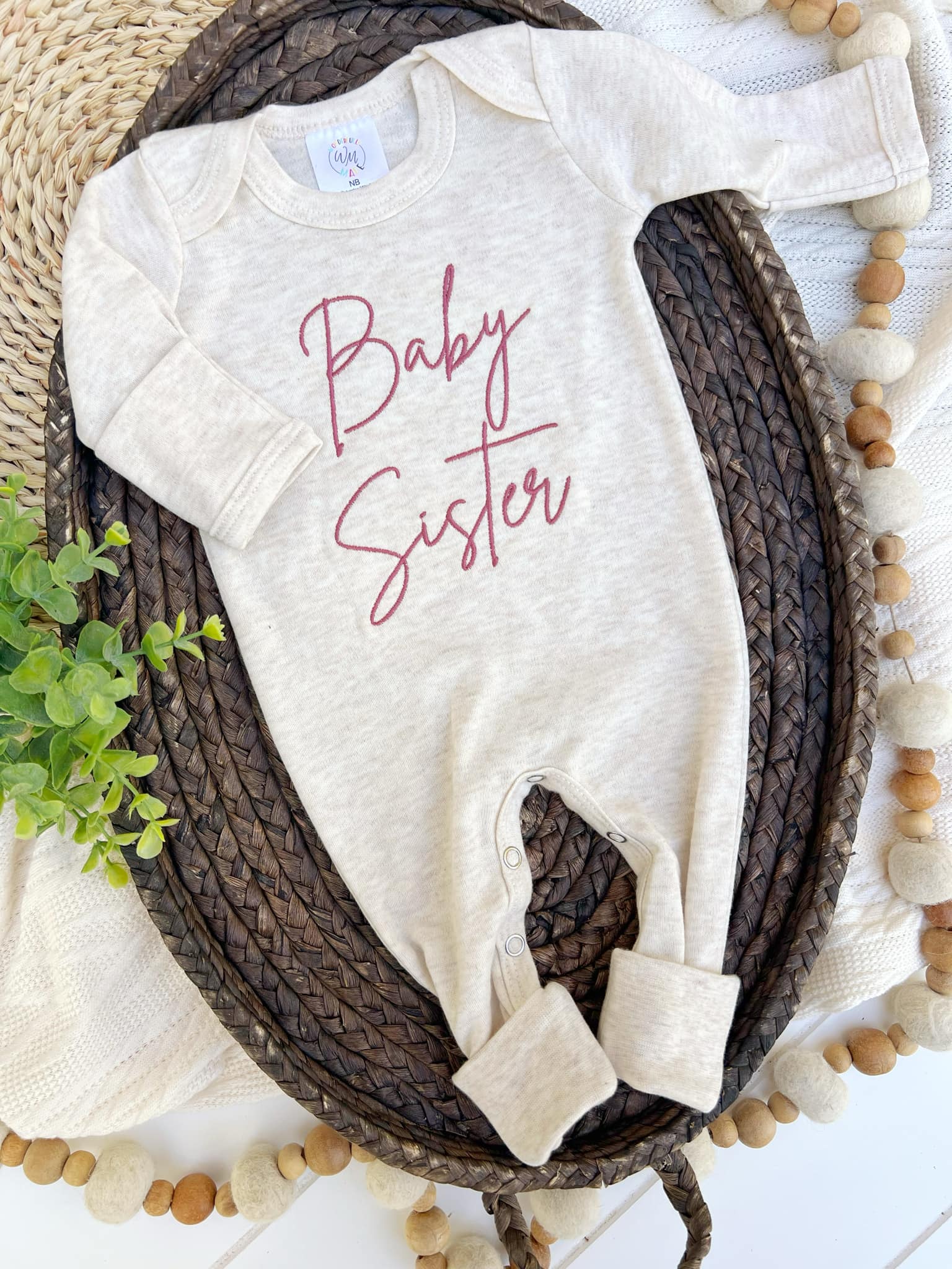 Baby Romper | Baby Sister Pink - Baby Announcement Outfit - Tiny Tots Boutique