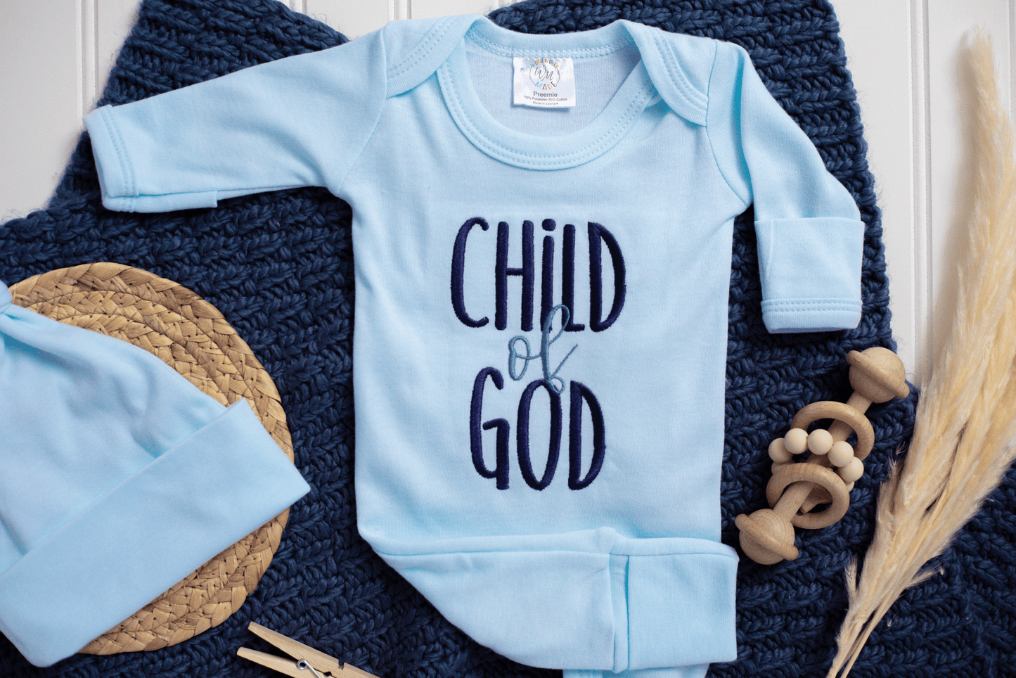 Baby Romper | Child Of God Blue - Tiny Tots Boutique