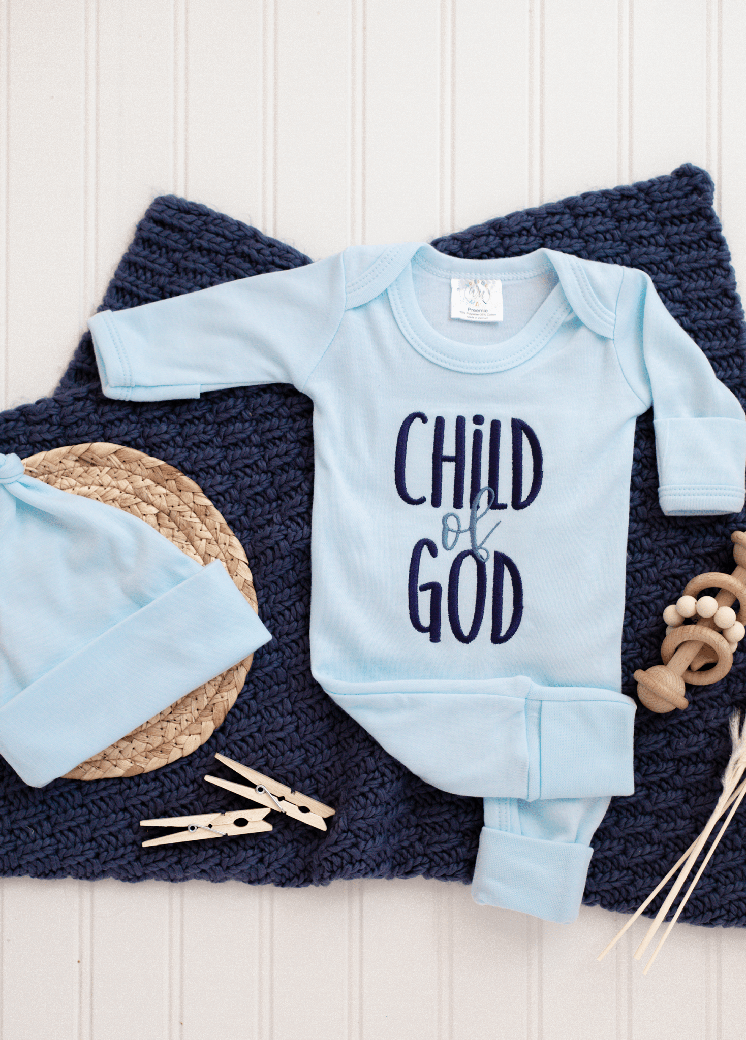 Baby Romper | Child Of God Blue - Tiny Tots Boutique