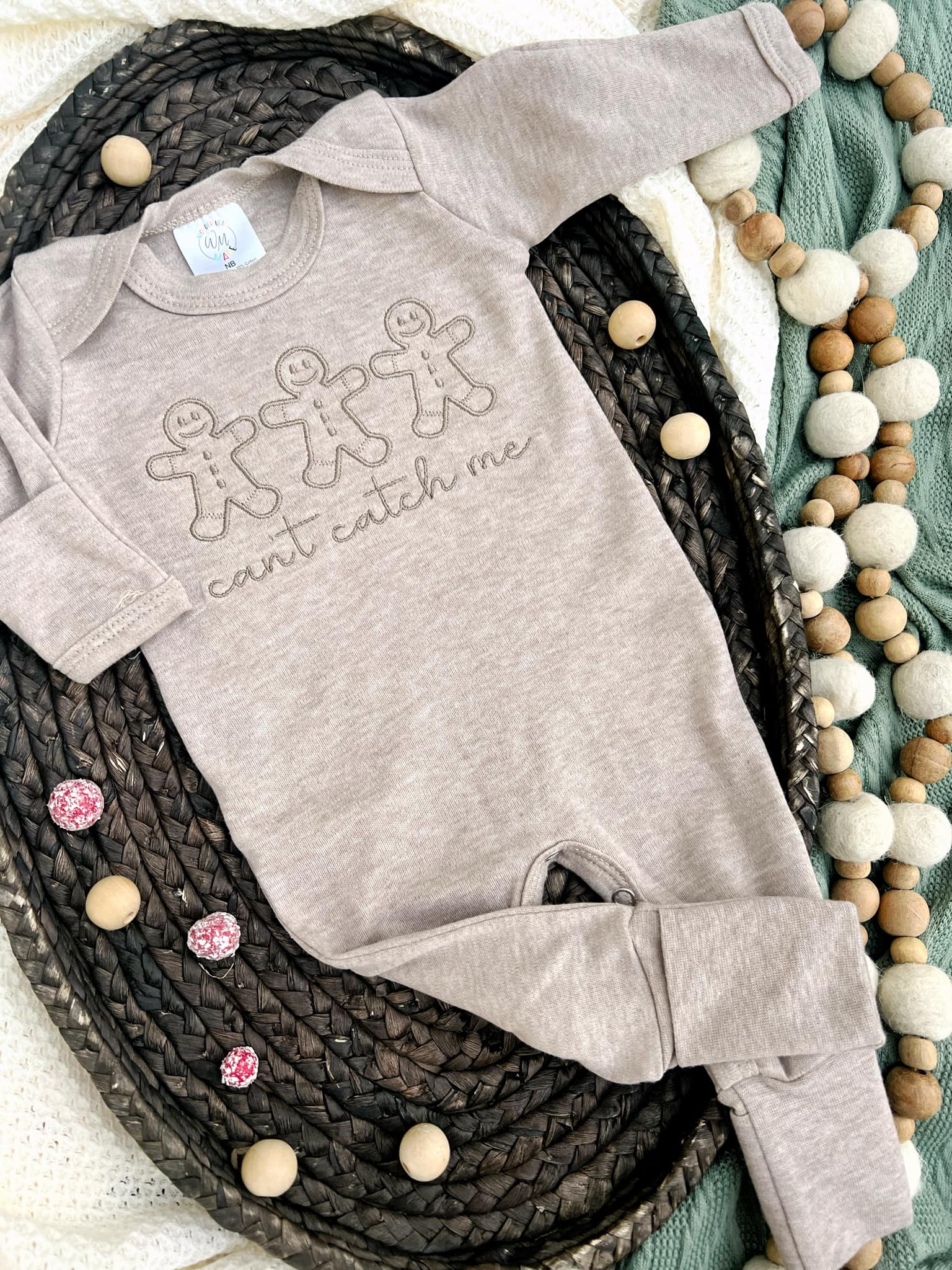 Baby Romper | Gingerbread Can't Catch Me Baby Outfit - Mocha - Tiny Tots Boutique