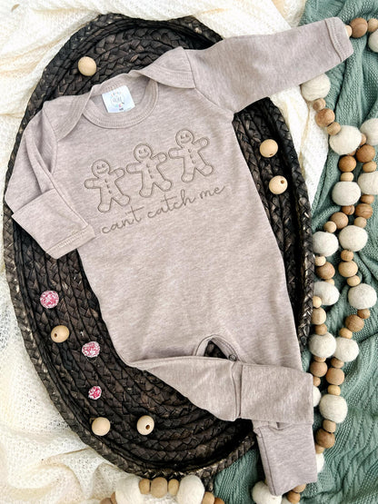 Baby Romper | Gingerbread Can't Catch Me Baby Outfit - Mocha - Tiny Tots Boutique