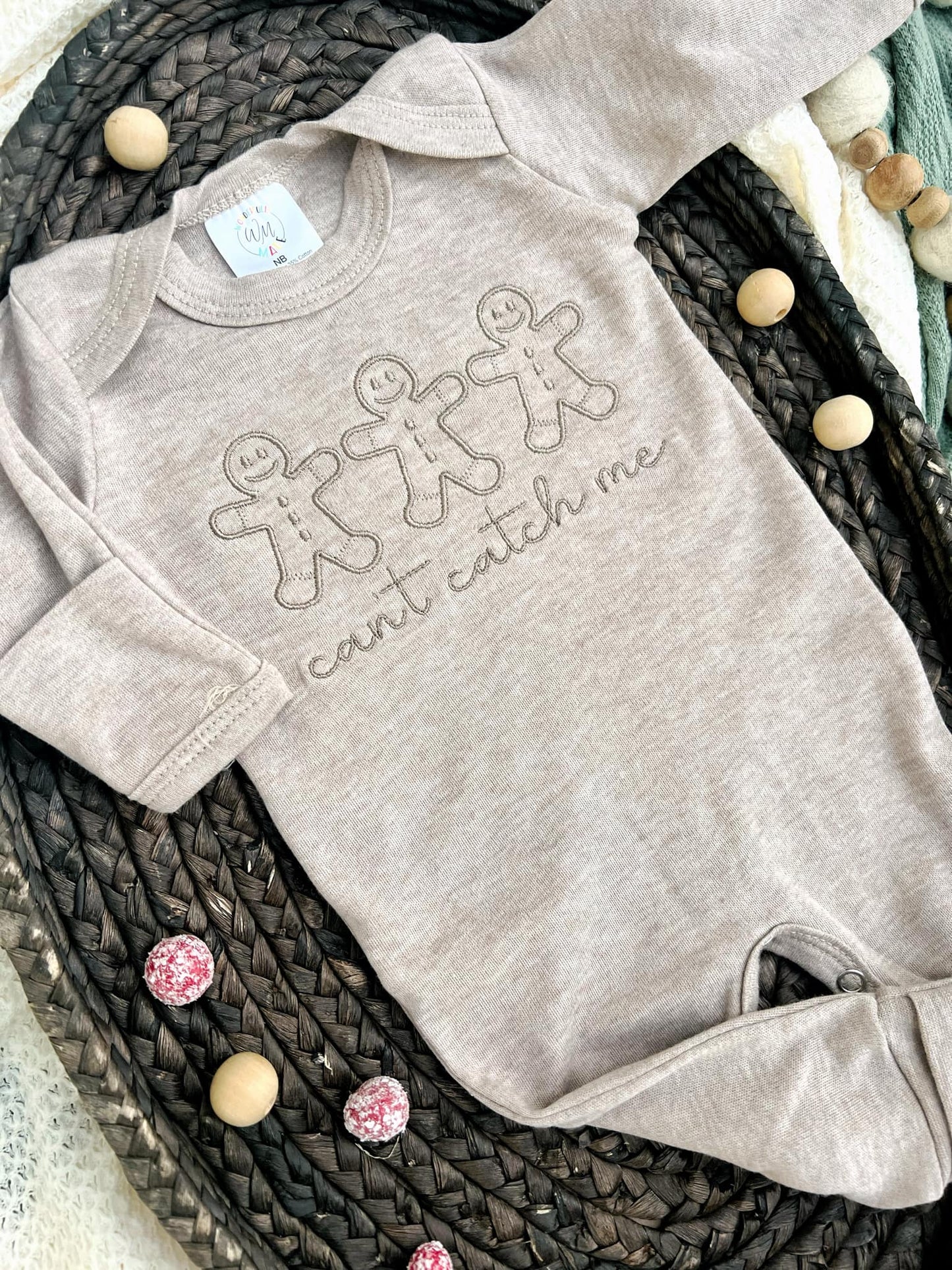 Baby Romper | Gingerbread Can't Catch Me Baby Outfit - Mocha - Tiny Tots Boutique
