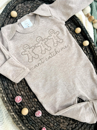 Baby Romper | Gingerbread Can't Catch Me Baby Outfit - Mocha - Tiny Tots Boutique