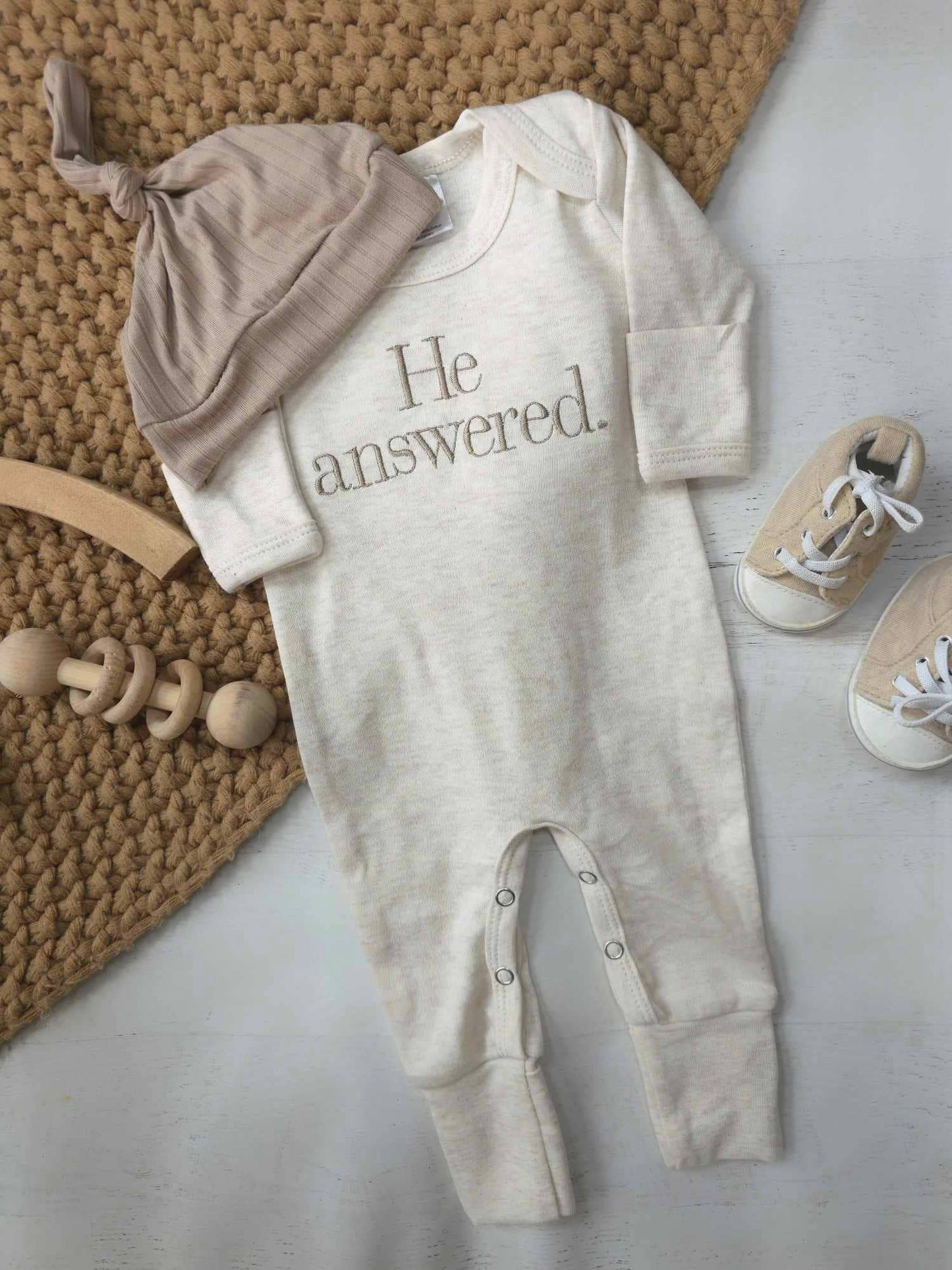 Baby Romper | He Answered. - Tiny Tots Boutique