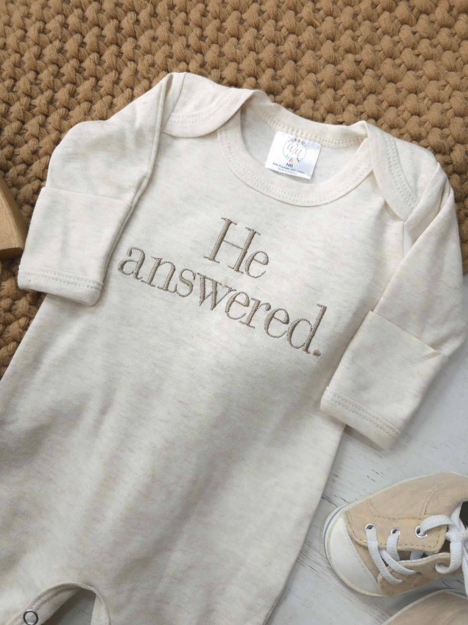 Baby Romper | He Answered. - Tiny Tots Boutique