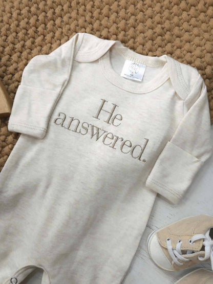 Baby Romper | He Answered. - Tiny Tots Boutique