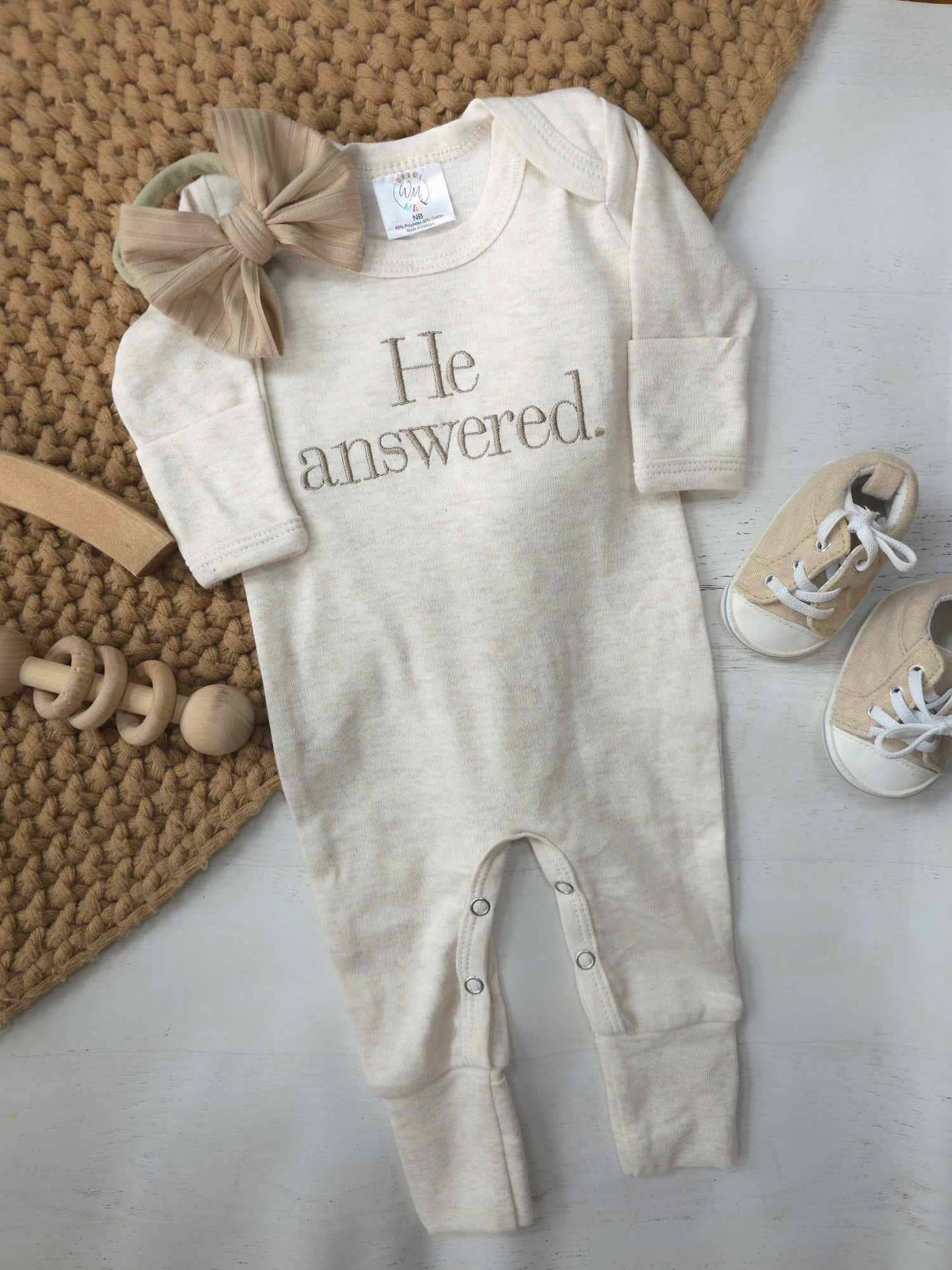 Baby Romper | He Answered. - Tiny Tots Boutique