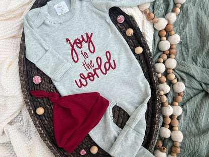 Baby Romper | Joy To The World Sage Baby Outfit - Christmas - Tiny Tots Boutique
