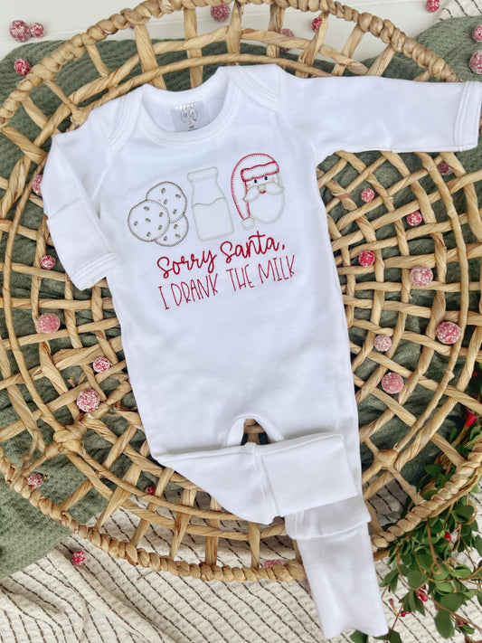 Baby Romper | Sorry Santa I Drank All The Milk Christmas - Tiny Tots Boutique