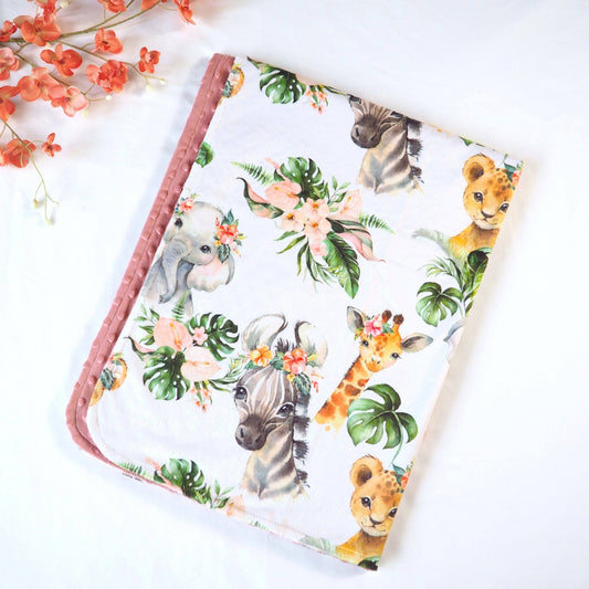 Baby & Toddler Minky Blanket - Africa Animals - Tiny Tots Boutique