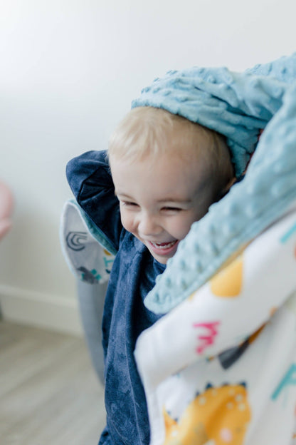 Baby & Toddler Minky Blanket - Dinoland Blue - Tiny Tots Boutique