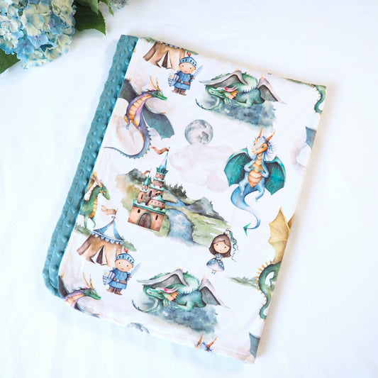 Baby & Toddler Minky Blanket - Dragons & Knights - Tiny Tots Boutique