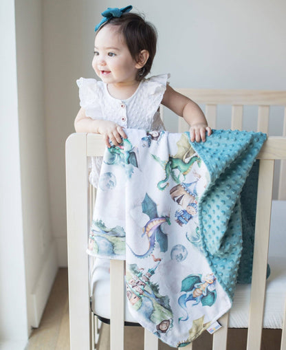 Baby & Toddler Minky Blanket - Dragons & Knights - Tiny Tots Boutique