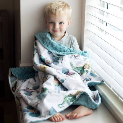 Baby & Toddler Minky Blanket - Dragons & Knights - Tiny Tots Boutique