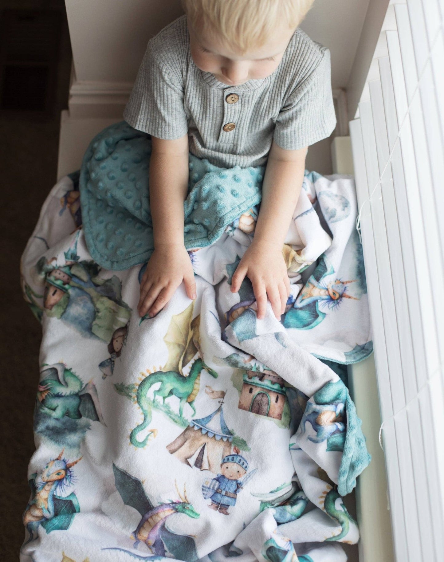 Baby & Toddler Minky Blanket - Dragons & Knights - Tiny Tots Boutique
