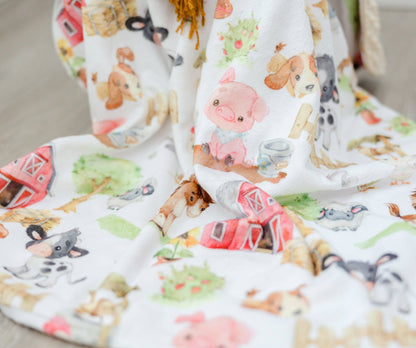 Baby & Toddler Minky Blanket - Farm Animals - Tiny Tots Boutique