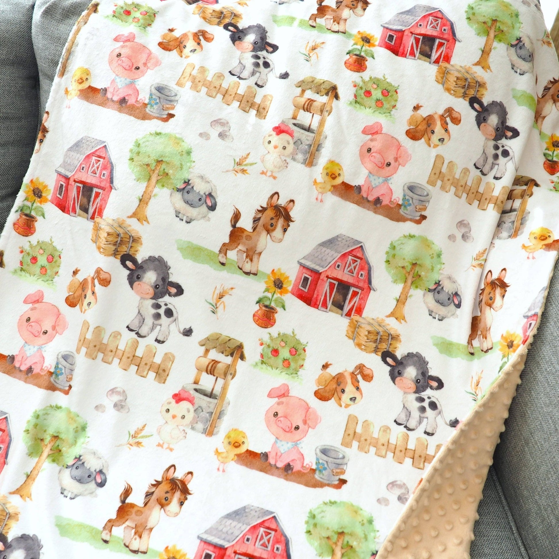 Baby & Toddler Minky Blanket - Farm Animals - Tiny Tots Boutique