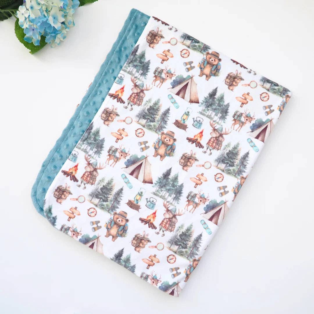 Baby & Toddler Minky Blanket - Let's Go Camping - Tiny Tots Boutique
