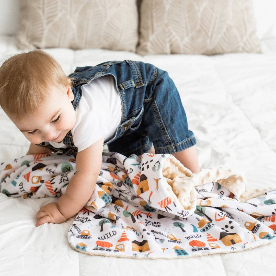 Baby & Toddler Minky Blanket - Little Builder - Tiny Tots Boutique