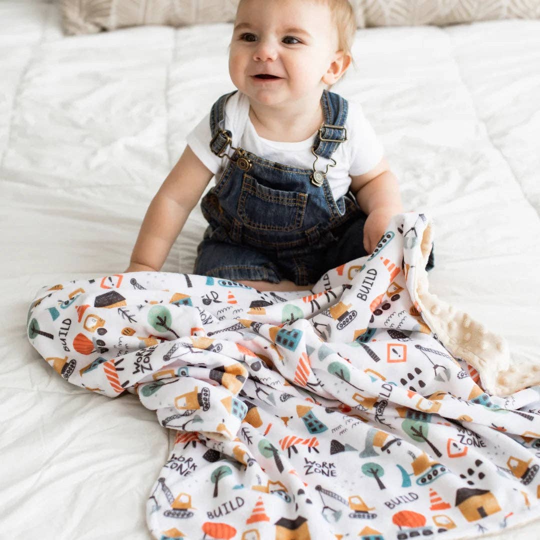 Baby & Toddler Minky Blanket - Little Builder - Tiny Tots Boutique