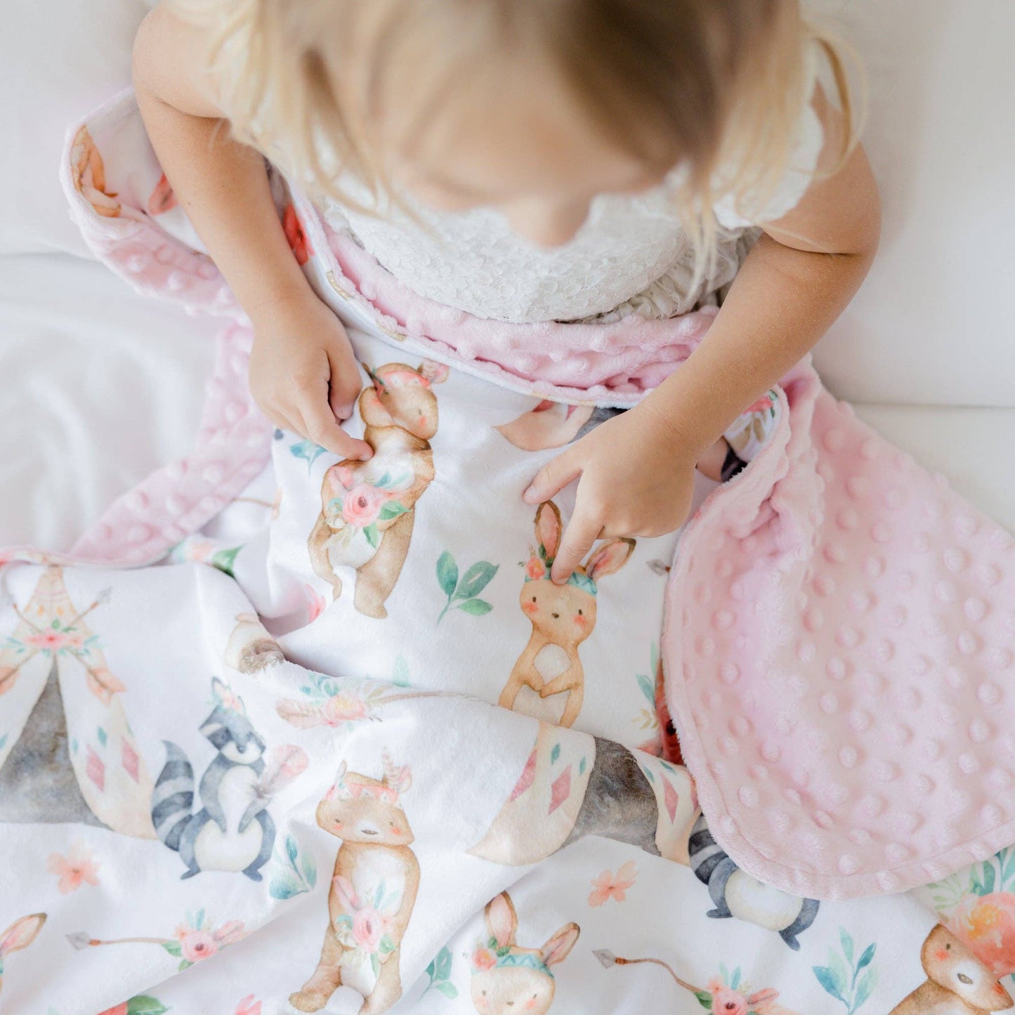 Baby & Toddler Minky Blanket - Woodland Tribe Pink - Tiny Tots Boutique