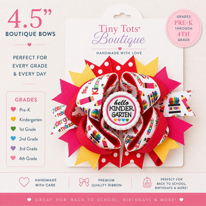 Back to School Hair Bow – Boutique Handmade 4-5" School Accessory - Tiny Tots Boutique
