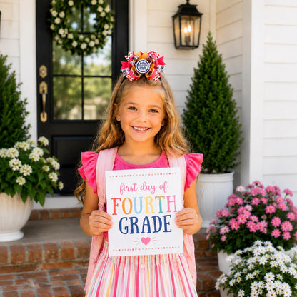 Back to School Hair Bow – Boutique Handmade 4-5" School Accessory - Tiny Tots Boutique