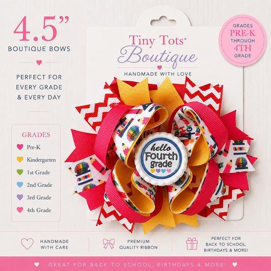 Back to School Hair Bow – Boutique Handmade 4-5" School Accessory - Tiny Tots Boutique