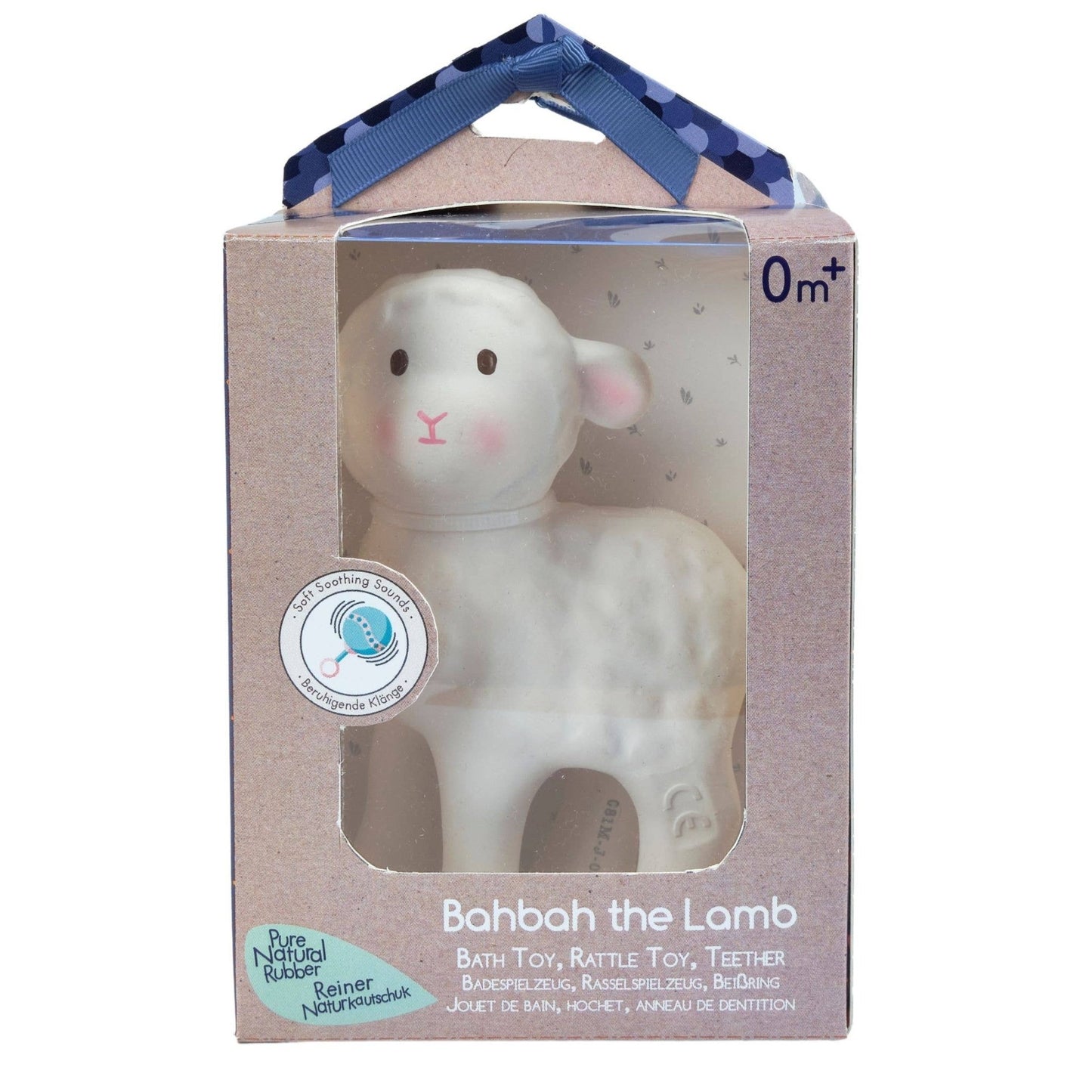 Bahbah the Lamb Organic Rubber Teether, Rattle & Bath Toy - Tiny Tots Boutique