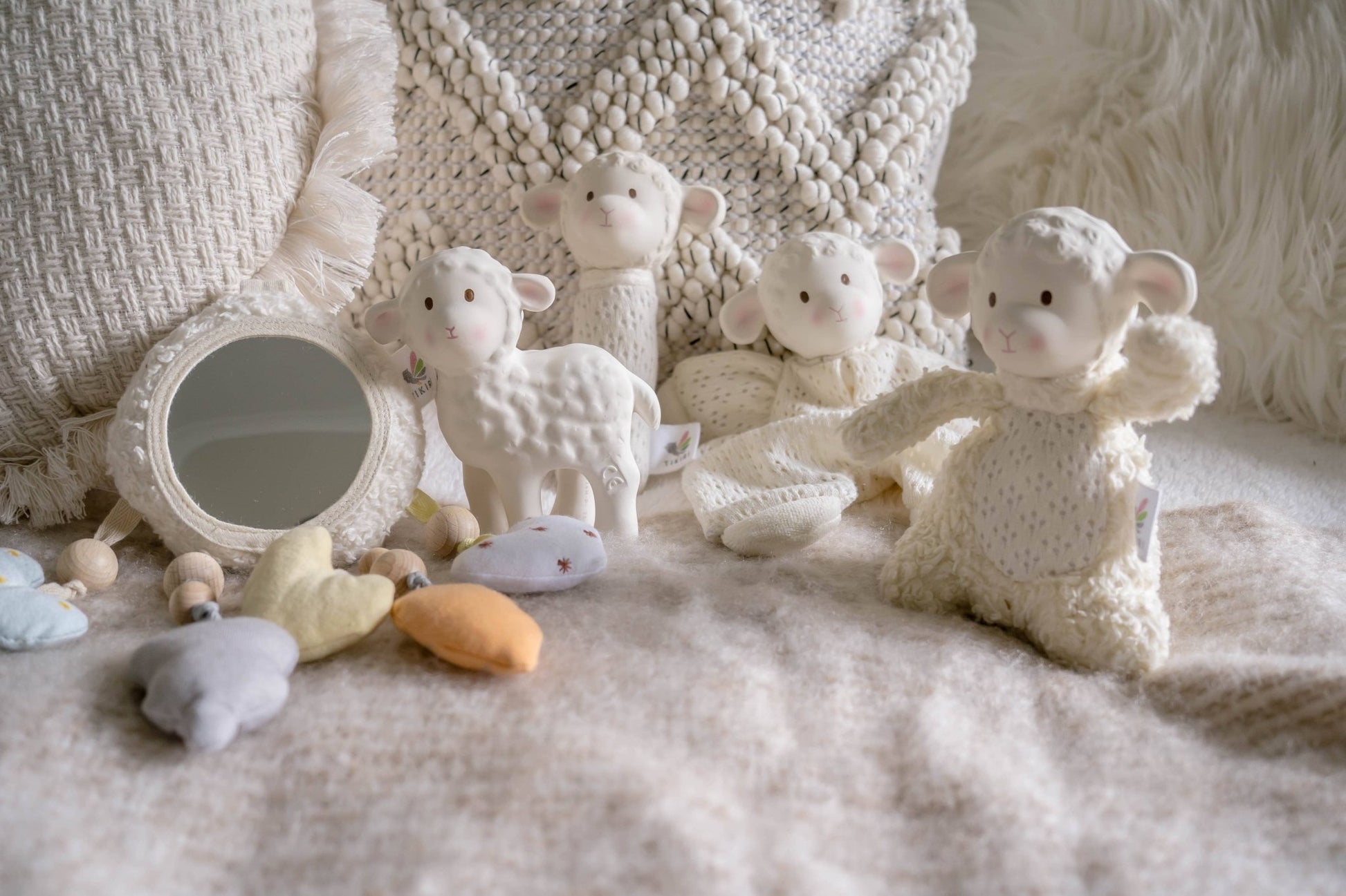 Bahbah the Lamb Organic Rubber Teether, Rattle & Bath Toy - Tiny Tots Boutique