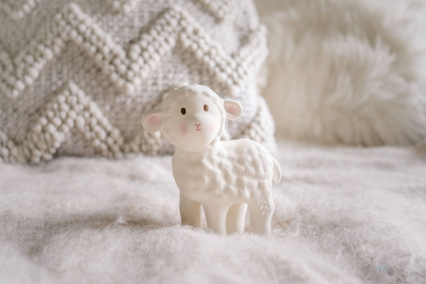 Bahbah the Lamb Organic Rubber Teether, Rattle & Bath Toy - Tiny Tots Boutique