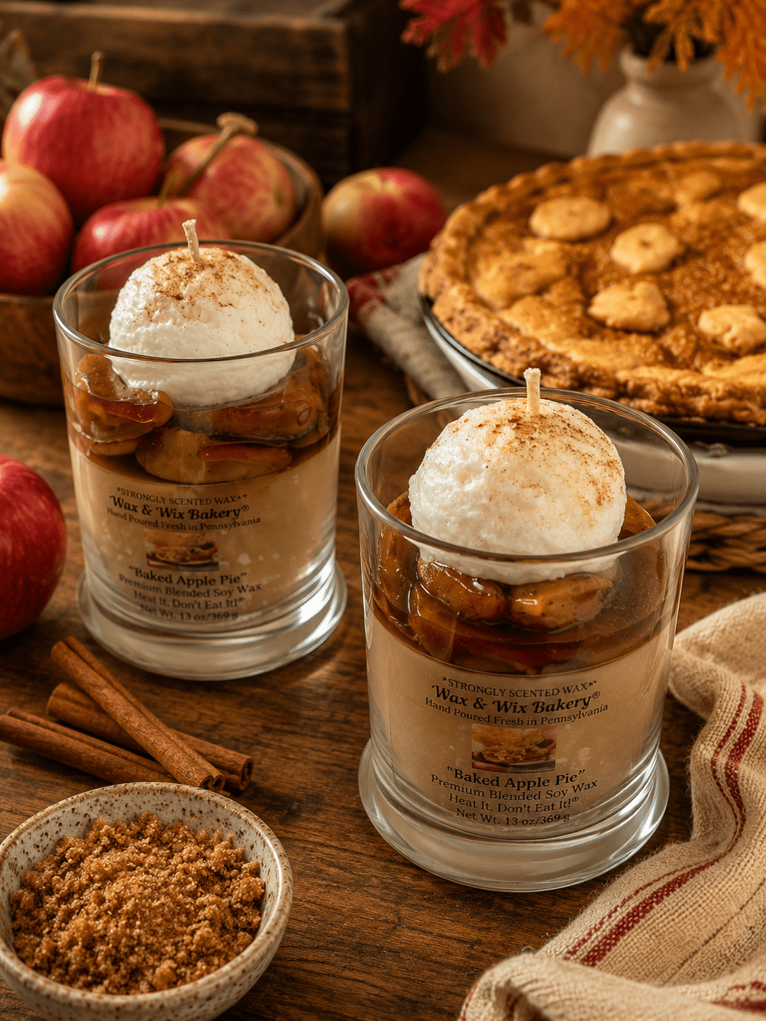 Baked Apple Pie Large Soy Dessert Candle - Custom Engraving Available - Tiny Tots Boutique