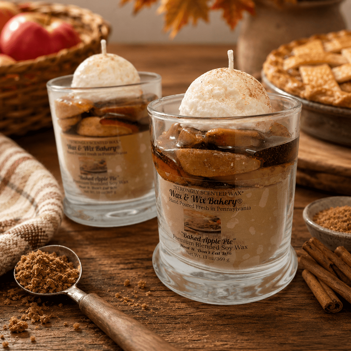 Baked Apple Pie Large Soy Dessert Candle - Custom Engraving Available - Tiny Tots Boutique