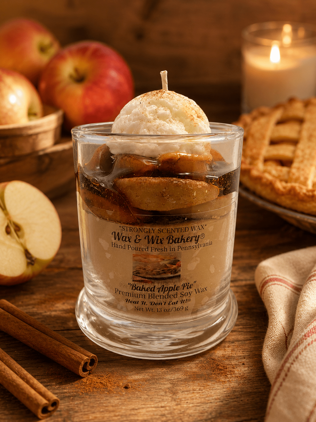 Baked Apple Pie Large Soy Dessert Candle - Custom Engraving Available - Tiny Tots Boutique