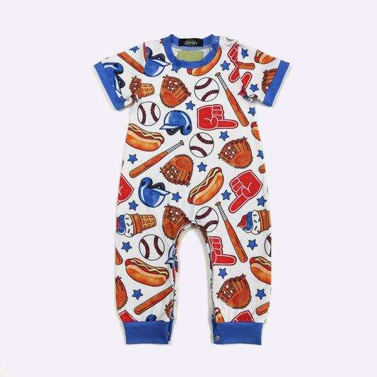 Ballpark Bash Boy Romper - Tiny Tots Boutique