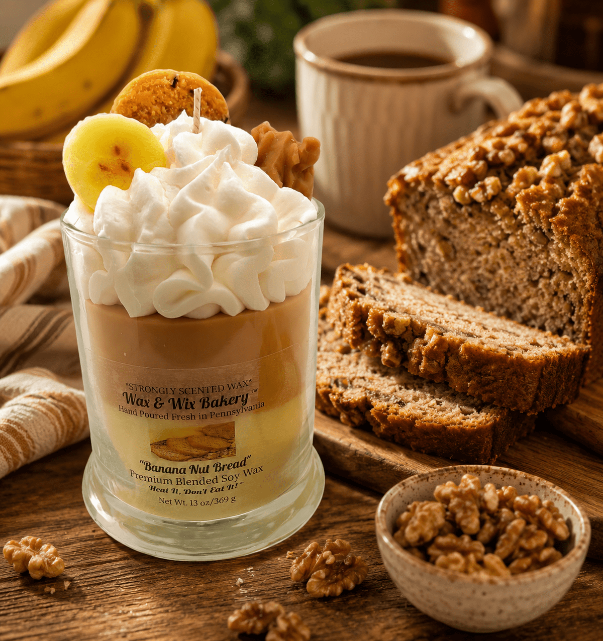 Banana Bread Candle. 13 oz. Large Soy Dessert Candle - Tiny Tots Boutique