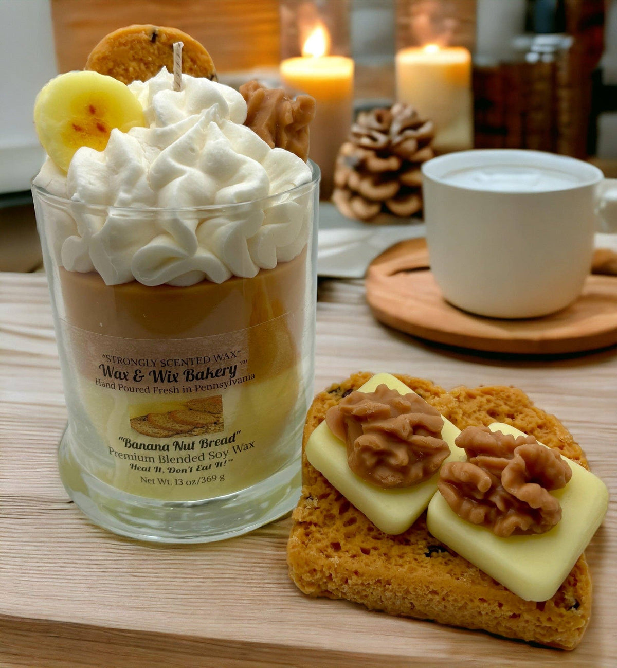 Banana Bread Candle. 13 oz. Large Soy Dessert Candle - Tiny Tots Boutique