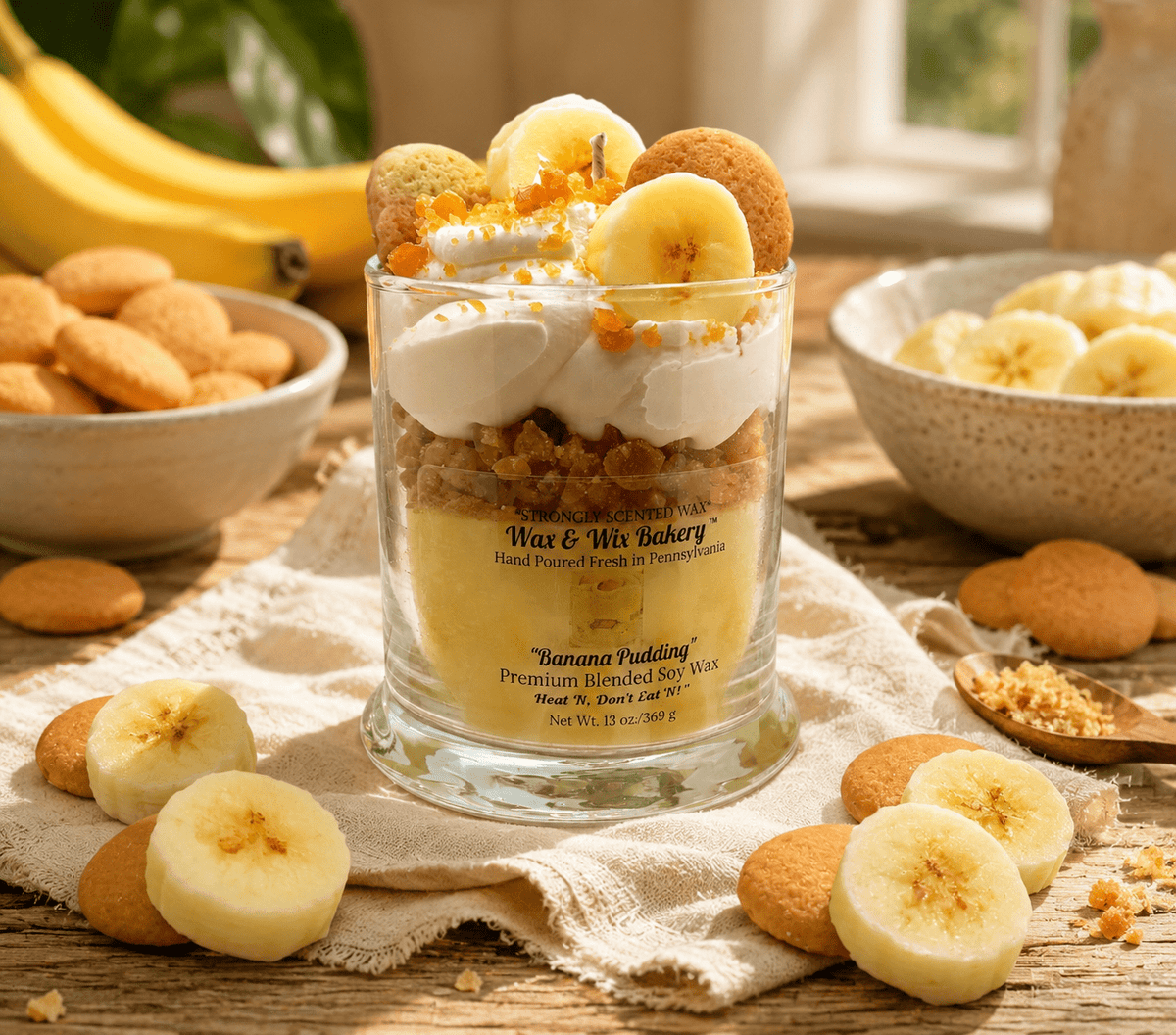 Banana Pudding Candle. 13 oz. Large Soy Dessert Candle - Tiny Tots Boutique
