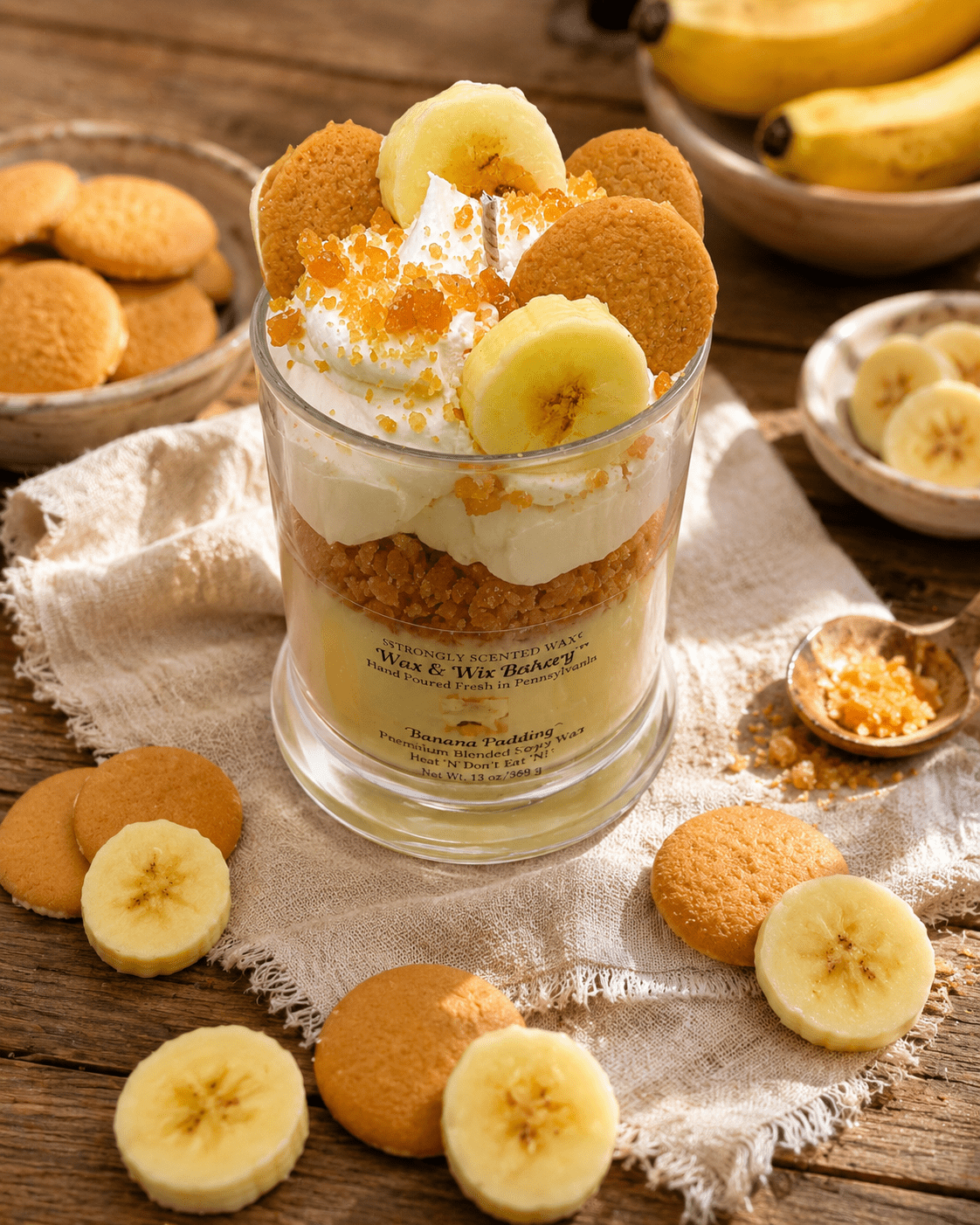 Banana Pudding Candle. 13 oz. Large Soy Dessert Candle - Tiny Tots Boutique