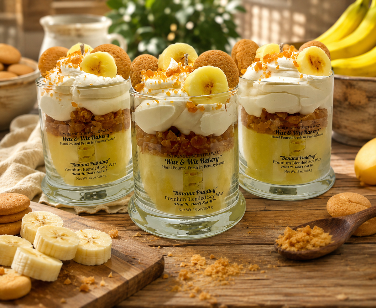 Banana Pudding Candle. 13 oz. Large Soy Dessert Candle - Tiny Tots Boutique