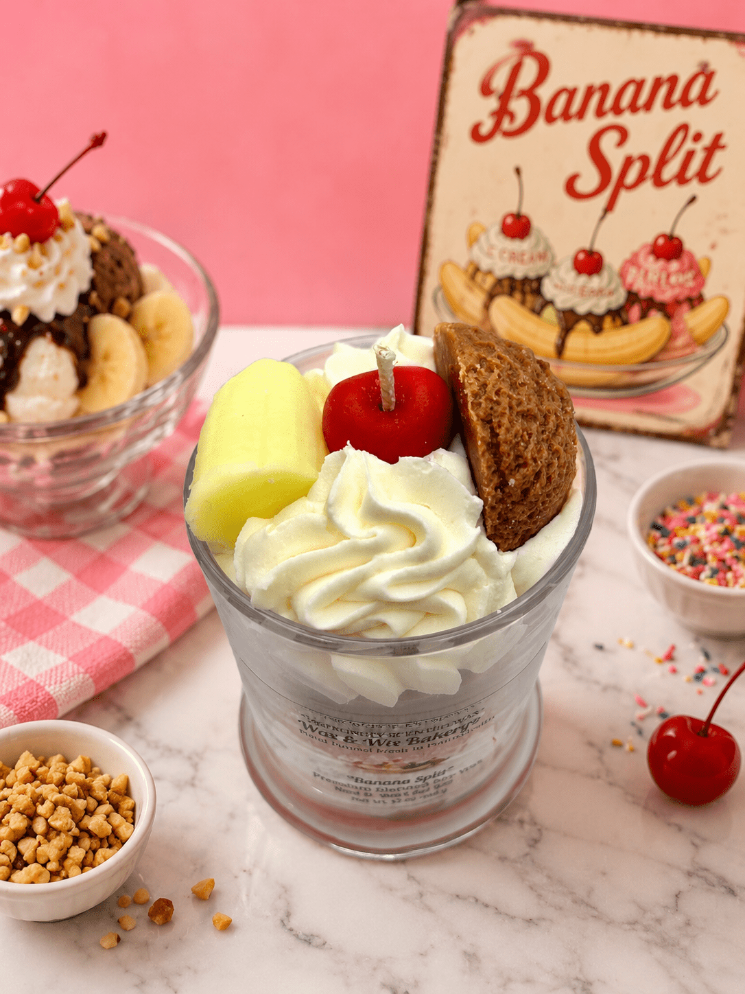 Banana Split Candle.13 oz. Large Soy Dessert Candle - Tiny Tots Boutique