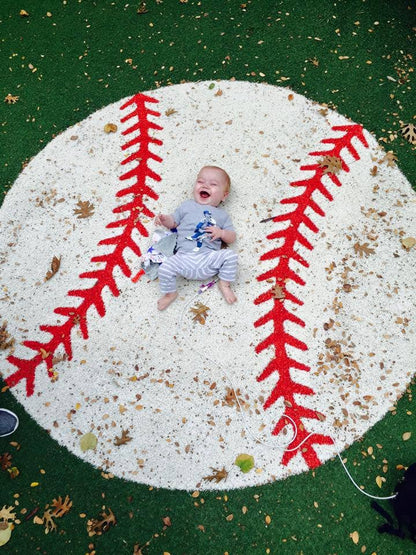 Baseball Baby Learning Lovey Tag Stroller Toy 10" x 10" - Tiny Tots Boutique